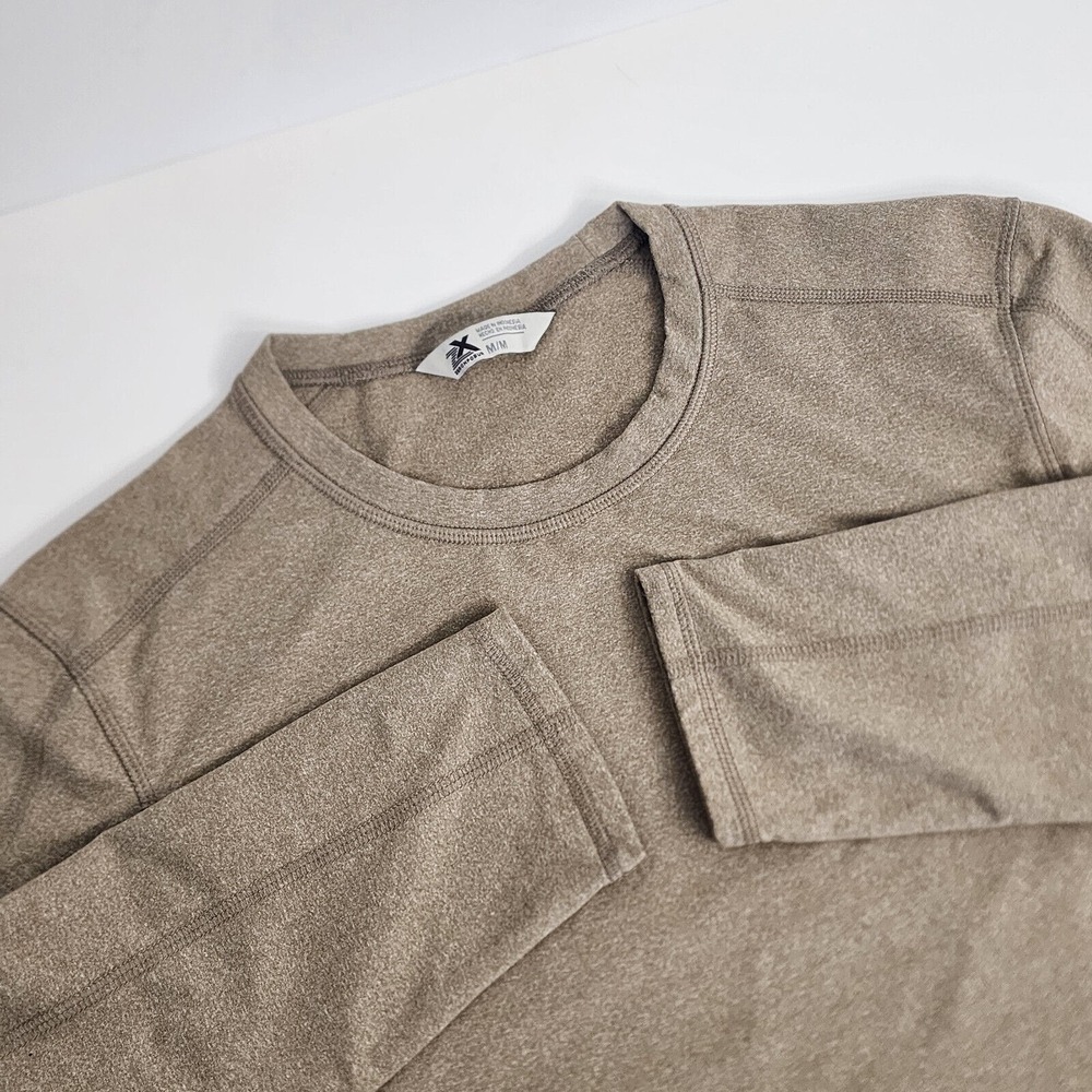 ZeroXposur Shirt Oak Melange Long Sleeve Crew Neck Stretch Mens Medium